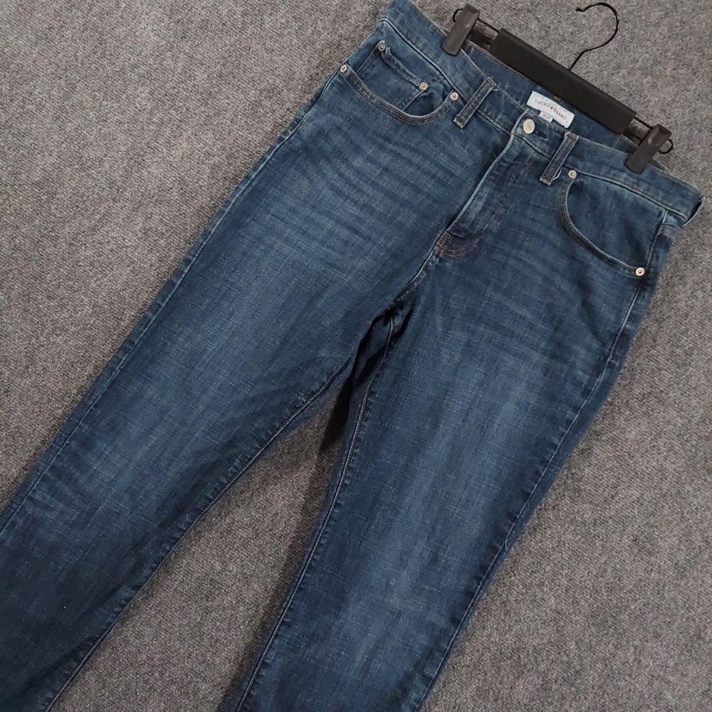 Lucky Brand 410 Athletic Straight Jeans Mens 34x32 Blue Medium Stretch Denim